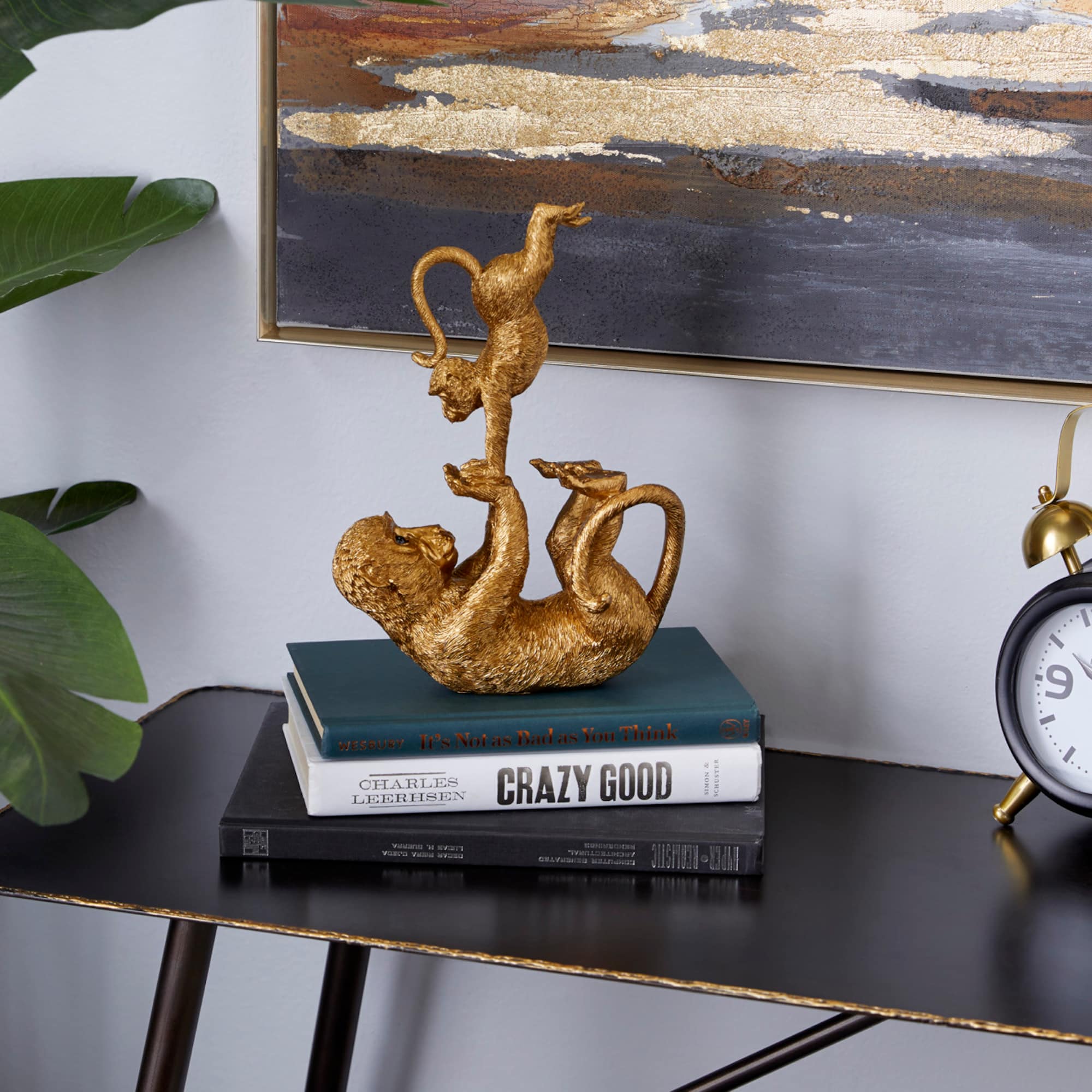 11" Gold Eclectic Monkey Sculpture